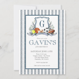 Sports Crest Birthday Invitation Einladung