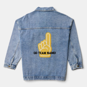 Sports Finger Go Team Name! Fanclub Spaß Jeansjacke