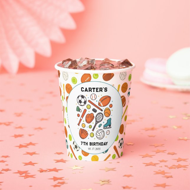 Sports Game Time All-Star Birthday | Kids Sport Pappbecher (Insitu)