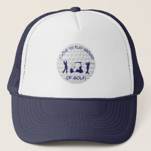 Sports Golf Ball Navy Silhouette Trucker Hat Truckerkappe