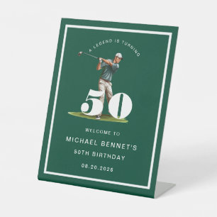 Sports Green Golfer 50. Geburtstag Willkommen Sockelschild