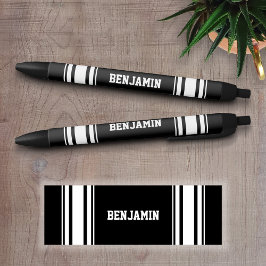 Sports Jersey Black and White Stripes Personalisie Kugelschreiber