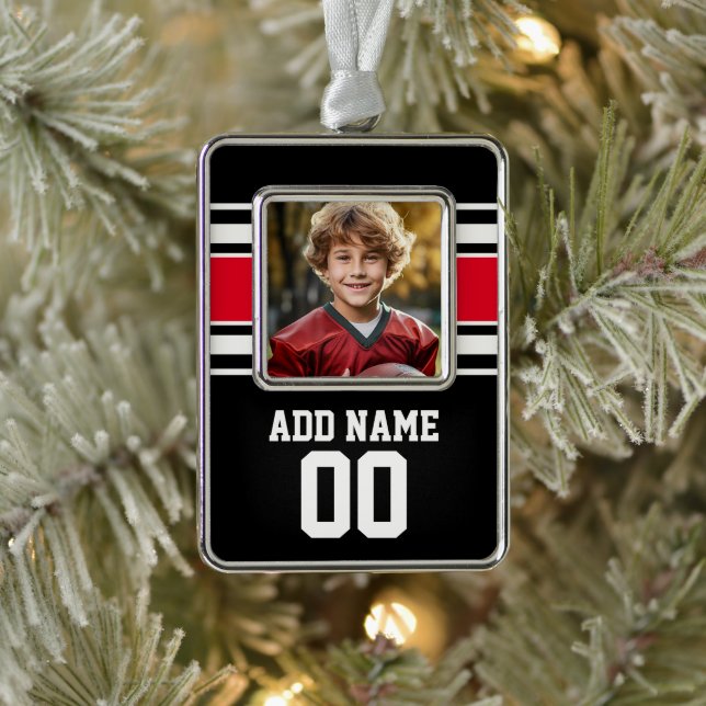 Sports Jersey mit Foto, Name und Nummer Rahmen-Ornament Silber (Baum)