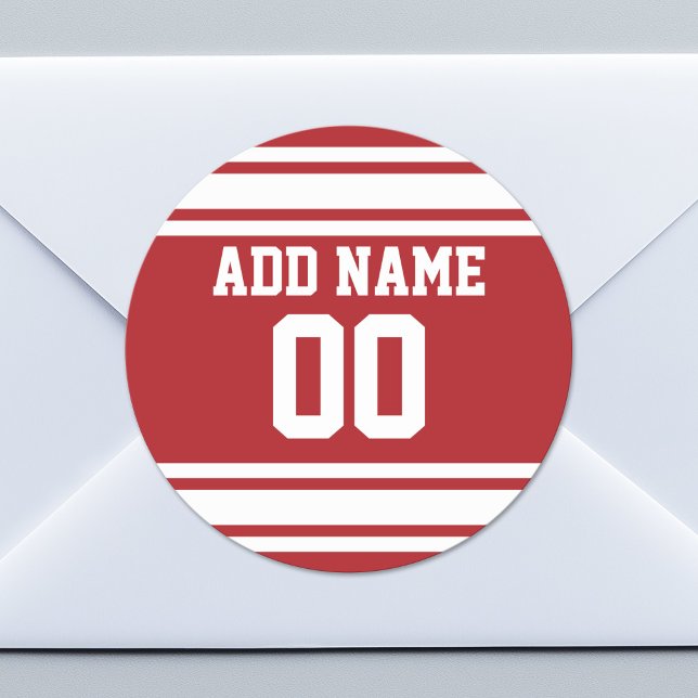 Sports Jersey mit Ihrem Namen und Ihrer Nummer Runder Aufkleber (Custom Sticker for Party Favors or Envelopes)