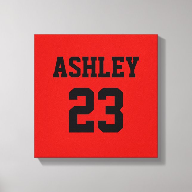 Sports Jersey Nummer und Name Red Personalisiert Leinwanddruck (Vorderseite)