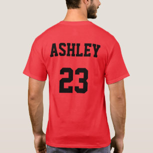 Sports Jersey Nummer und Name Red Personalisiert T-Shirt