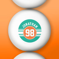 Sports Jersey Stripes Emerald & Orange Namensnumme Tischtennisball