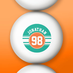 Sports Jersey Stripes Emerald & Orange Namensnumme Tischtennisball