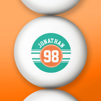 Sports Jersey Stripes Emerald & Orange Namensnumme Tischtennisball