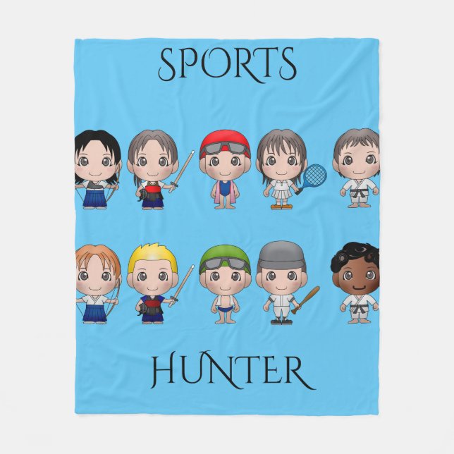 SPORTS KINDER FLEECE BLANKET PERSONALISIERT. (Vorderseite)