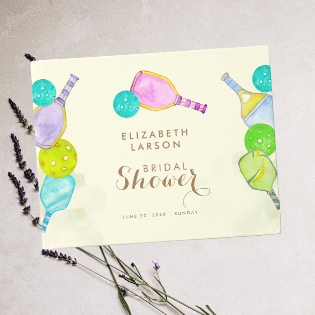 Sports Lover Watercolor  Pickleball Themed Bridal Gästebuch (Von Creator hochgeladen)