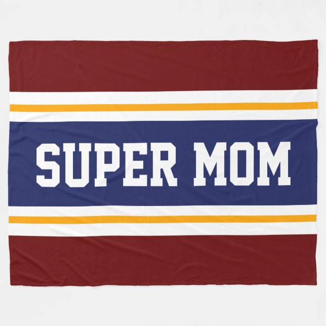 SPORTS MAMA Athletic Bold Red White Stripes Fleecedecke (Vorderseite (Horizontal))