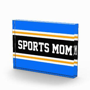 SPORTS MAMA Spaß Athletic Bright Blue Black Stripe Fotoblock