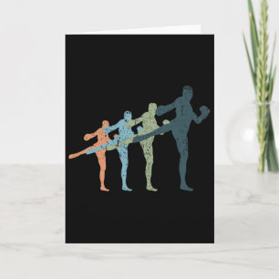 Sports-Mama und Papa-Silhouette - Vintage Kickboxe Karte