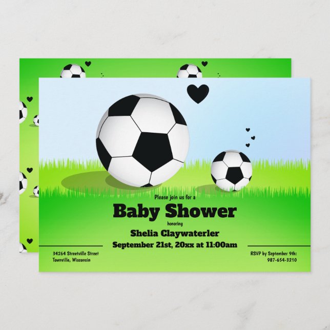 Sports Soccer Baby Dusche Einladung (Vorne/Hinten)