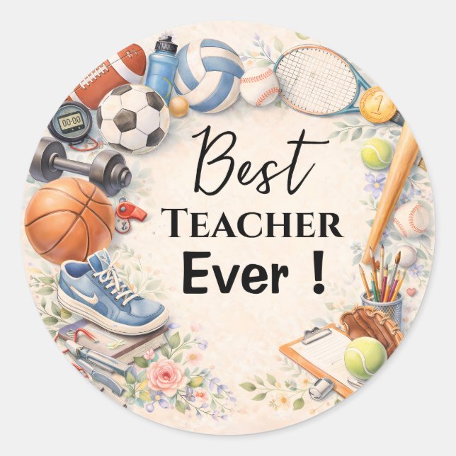 Sports Teacher Thank You Gift End of School Year Runder Aufkleber (Vorderseite)