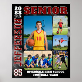 Sports Team Player Senior Night Photo Collage Poster
