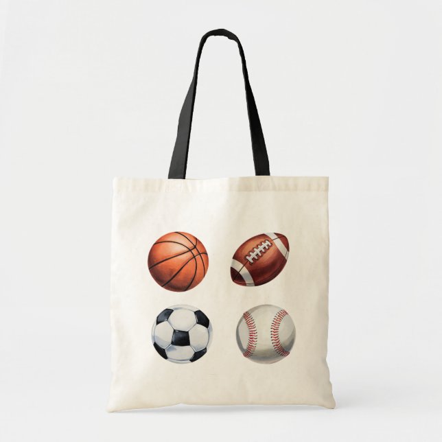  Sports themed Basketball Baseball Football Soccer Tragetasche (Vorne)