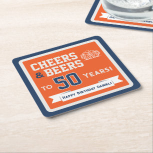 Sports-Themen-Biere und Prost-Geburtstagsfeier-Qua Rechteckiger Pappuntersetzer