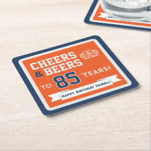 Sports-Themen-Biere und Prost-Geburtstagsfeier-Qua Rechteckiger Pappuntersetzer