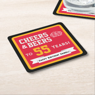 Sports-Themen-Biere und Prost-Geburtstagsfeier Rechteckiger Pappuntersetzer