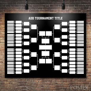 Sports Tournament Bracket for 64 Teams black Poster
