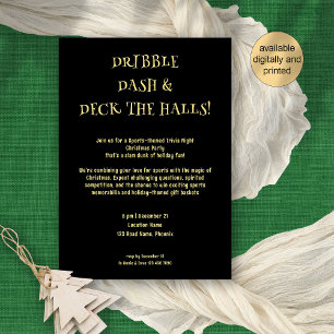 Sports Trivia Thema Gold Schwarzes Weihnachtsfest  Einladung