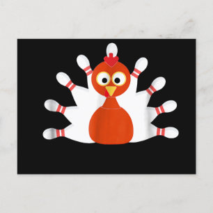 Sports Truthahn und Bowling - Thanksgiving Einladungspostkarte