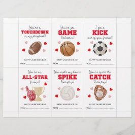 Sports Valentine’s Day Cards for Kids Classroom  Briefbogen
