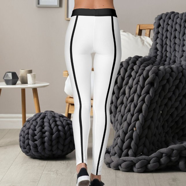 Sports Women Modern Elegant White Black Stripes Leggings (Von Creator hochgeladen)