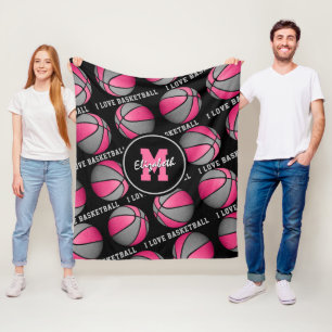 Sportsaal für pinkfarbene Mädchen I Liebe Basket Fleecedecke