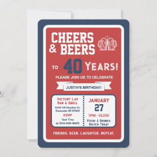 Sportsbar Geburtstags Cheers und Bier für 40 Jahre Einladung