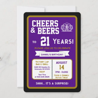 Sportsbar Geburtstags Cheers und Bier zum 21. Gebu Einladung