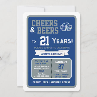 Sportsbar Geburtstags Cheers und Bier zum 21. Gebu Einladung