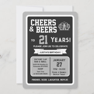 Sportsbar Geburtstags Cheers und Bier zum 21. Gebu Einladung