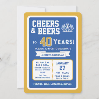 Sportsbar Geburtstags Cheers und Bier zum 40er Einladung