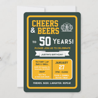 Sportsbar Geburtstags Cheers und Bier zum 50er Einladung