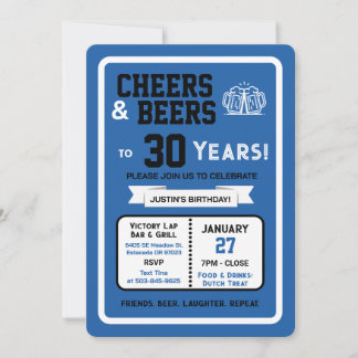 Sportsbar Geburtstags Cheers und Biere auf 30 Jahr Einladung