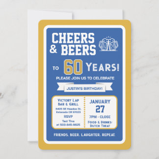 Sportsbar Geburtstags Cheers und Biere auf 60 Jahr Einladung