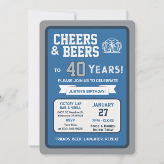 Sportsbar Geburtstags Cheers und Biere zu 40 Jahre Einladung