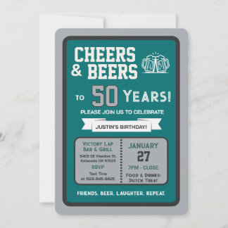 Sportsbar-Geburtstags- Cheers und Biere zu 50 Jahr Einladung