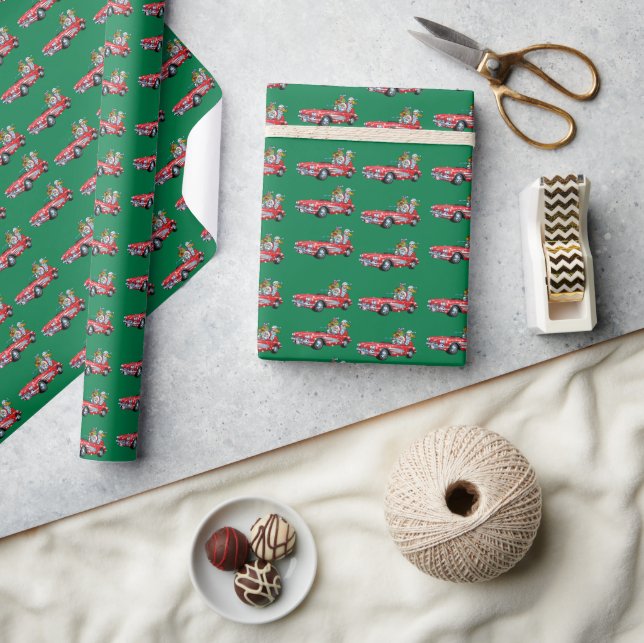 Sportscar Santa! Geschenkpapier (Kunsthandwerk)