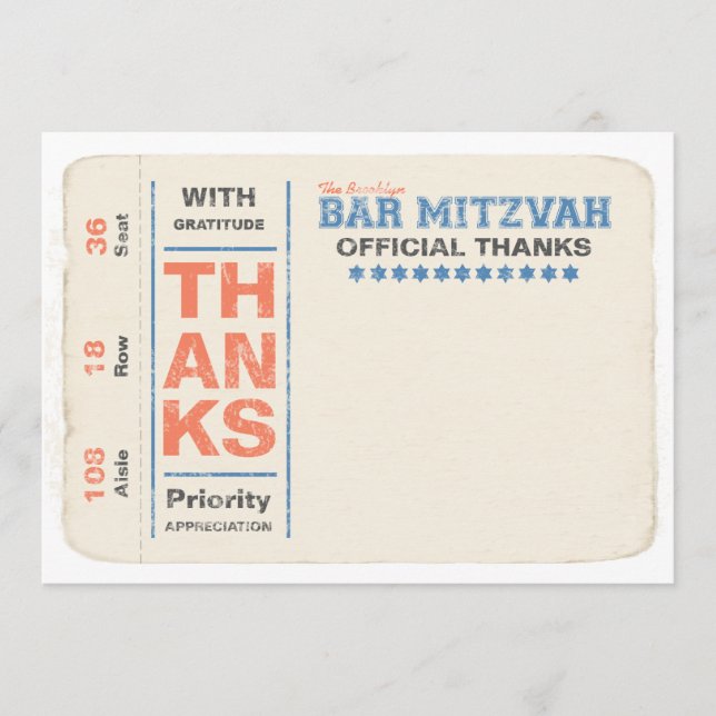 Sportsstar Bar Mitzvah Danke, Card Blue Mitteilungskarte (Vorderseite)