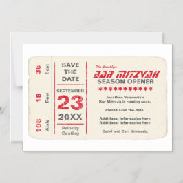 Sportsstar Bar Mitzvah Save the Date Red Magneteinladung