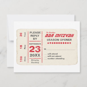 Sportsstar Bar Mitzvah UAWG Replik Card in Rot RSVP Karte