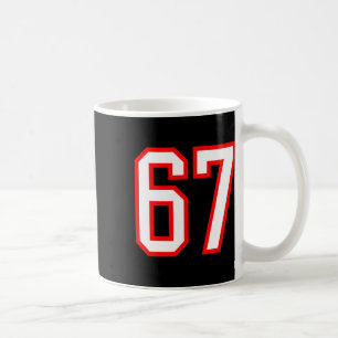 Sportsteam Nummer #67 Weiß Rot Varsity Nummer 67 Kaffeetasse