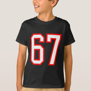 Sportsteam Nummer #67 Weiß Rot Varsity Nummer 67 T-Shirt