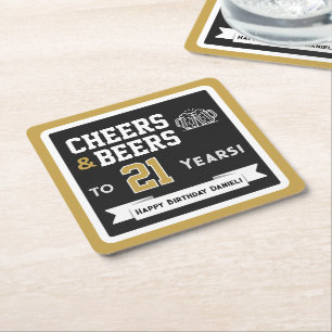 Sportsthemen-Biere und Prost-Geburtstagsfeier Rechteckiger Pappuntersetzer