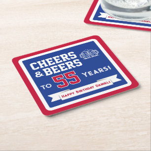 Sportsthemen-Biere und Prost-Geburtstagsfeier Rechteckiger Pappuntersetzer