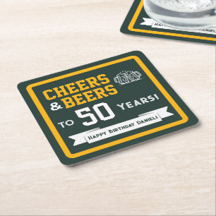 Sportsthemen-Biere und Prost zum Geburtstag Rechteckiger Pappuntersetzer